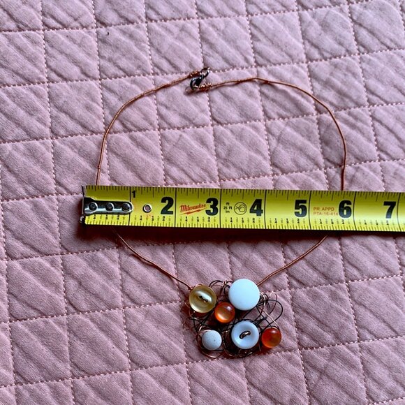 Handmade - Cooper Wire - Wrapped Button & Bead Statement Necklace - Picture 10 of 10